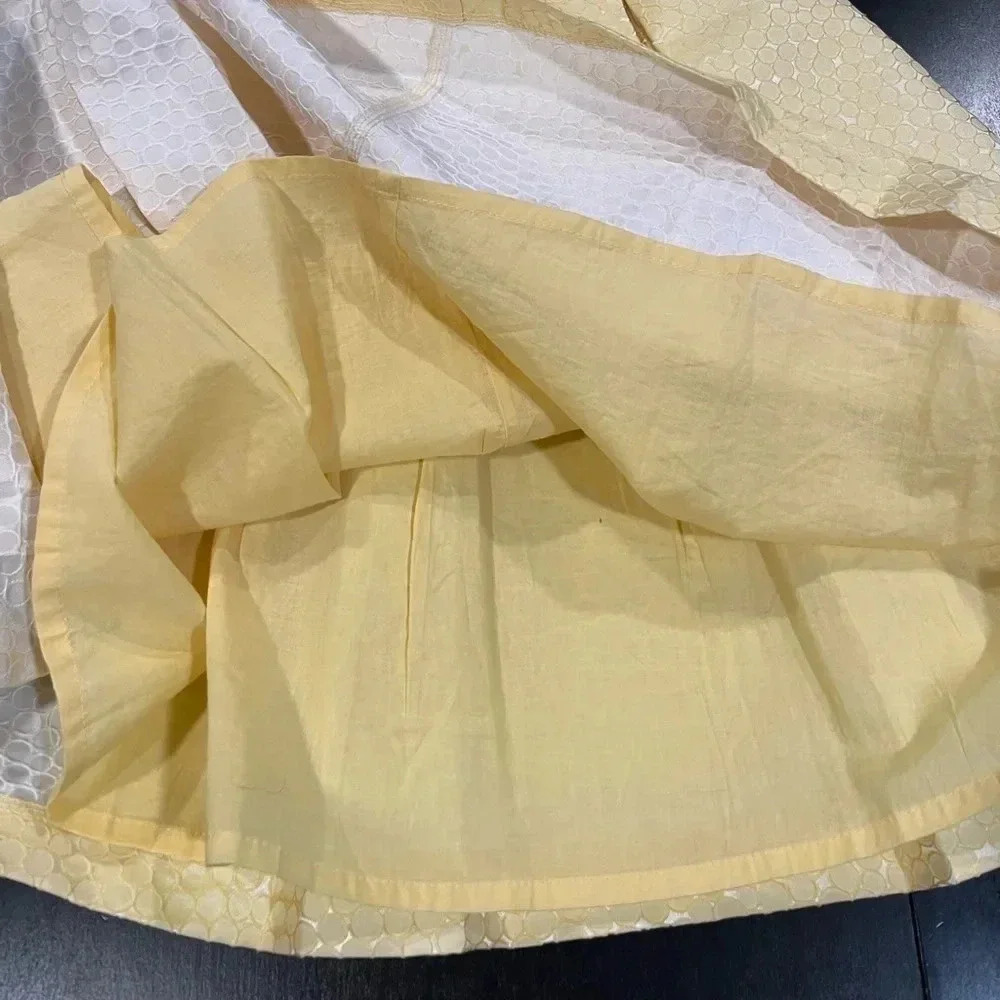 🍀2/$22 Forever 21 Yellow Sleeveless Geometric Fit Flare Mini Dress Womens Medium - Picture 7 of 13